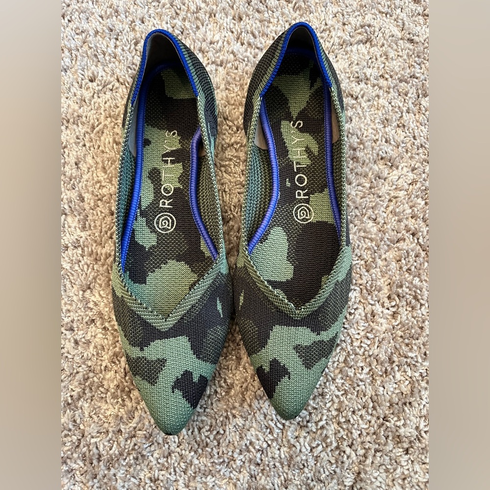 Rothy's The Point Flats Olive Camo size 8